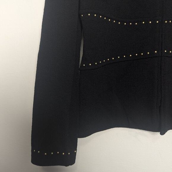 St. John Collection Vintage Black Full Zip Long Sleeve Jacket Gold Studded 2 - Picture 4 of 10